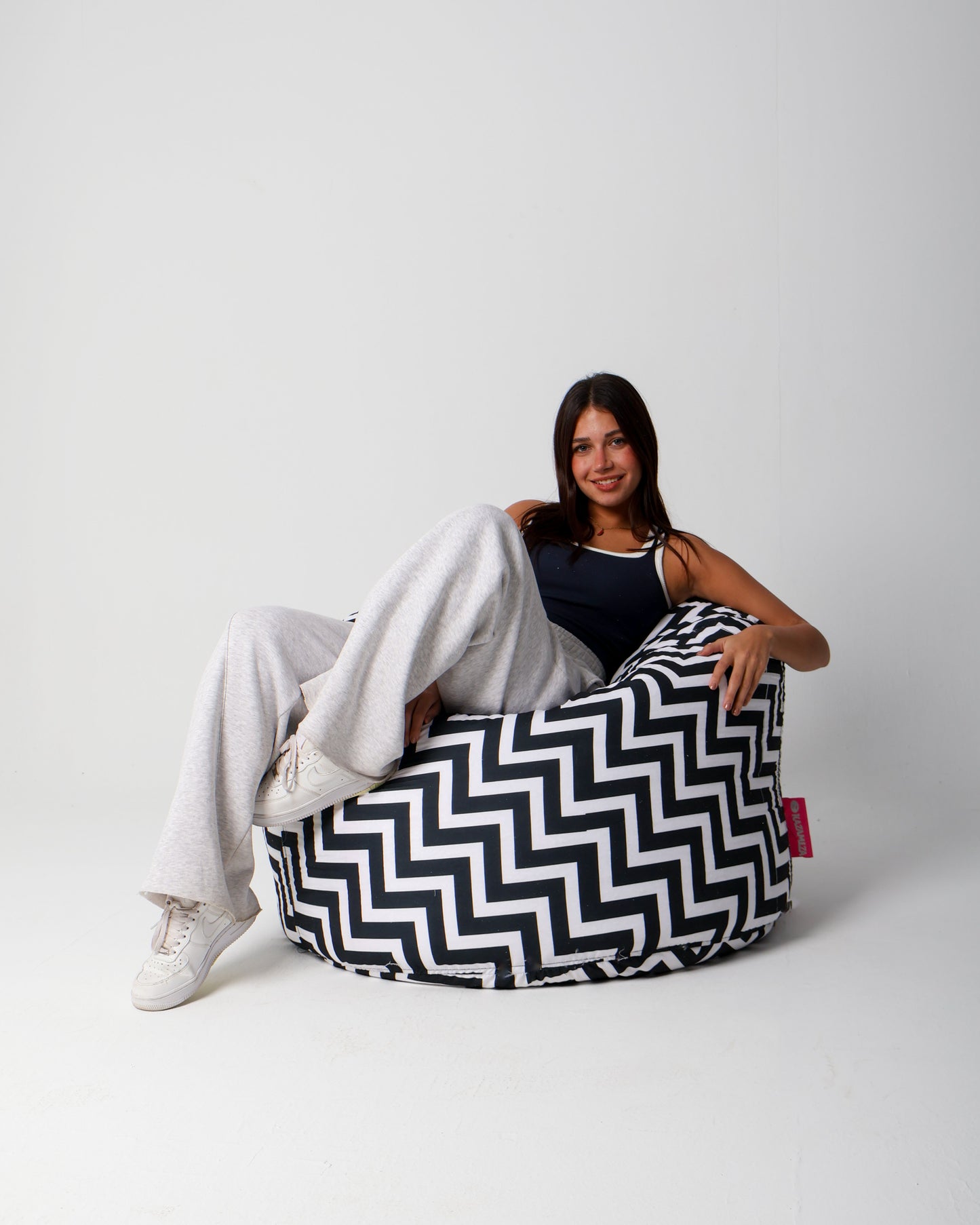 Ziggy Duo | The Ultimate Black & White Lounge Set (Bean Bag + Puff)