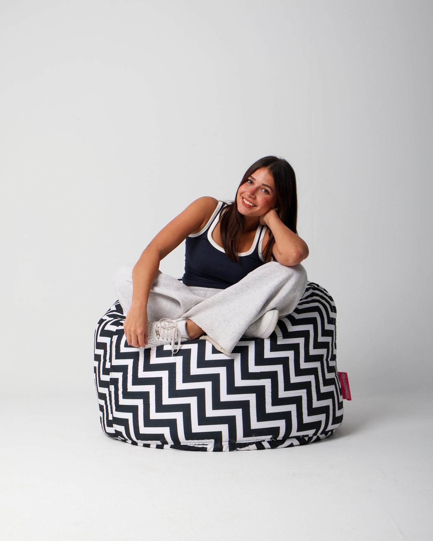 Ziggy Duo | The Ultimate Black & White Lounge Set (Bean Bag + Puff)