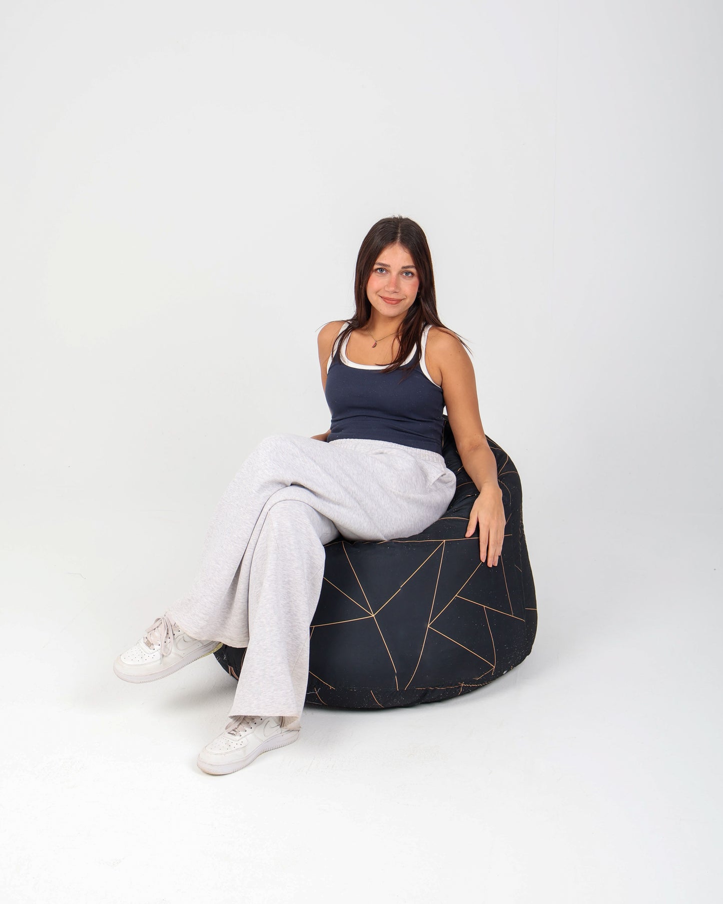 Royal Black & Gold Sabia Bean Bag (95x70 cm) – Elegant Comfort