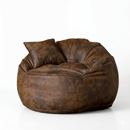 Luxury royal  Leather Bean Bag (100x90 cm) + Free Matching Pillow