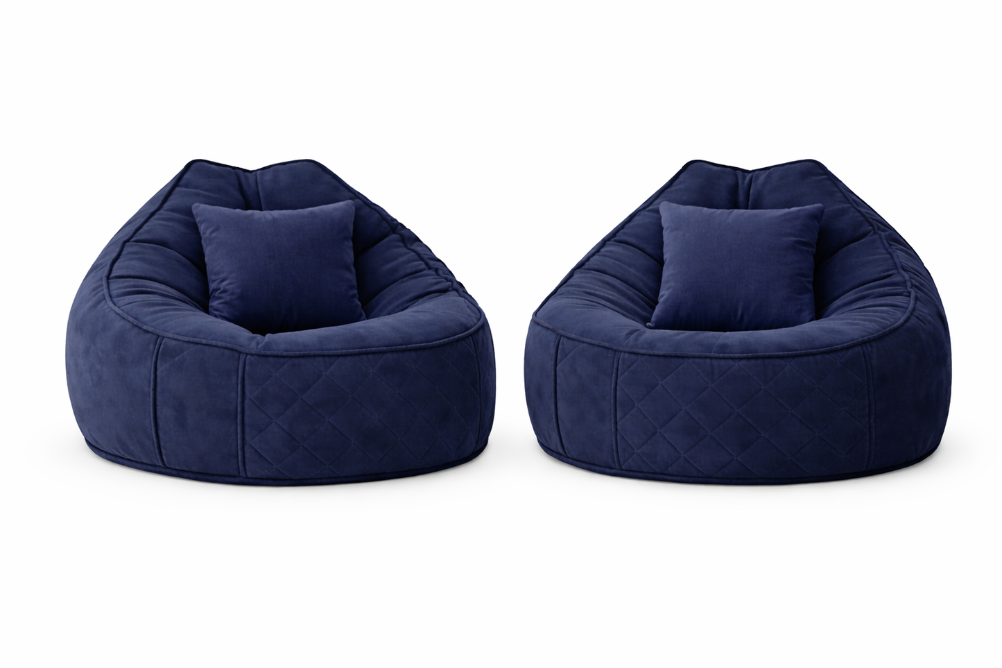 The Royal Nest™ | Luxury Quilted Velvet Bean Bag Chair (100x90 cm) - Set of 2
